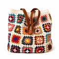 Sac Cabas Crochet Granny Square Boho Coton Shopping Épaule Femme 1